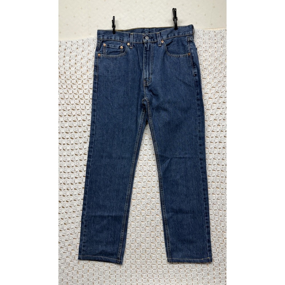 Levis 505 Jeans Mens 32x32 Fits 32x30 Blue Denim Straight Regular Fit Raw Hem